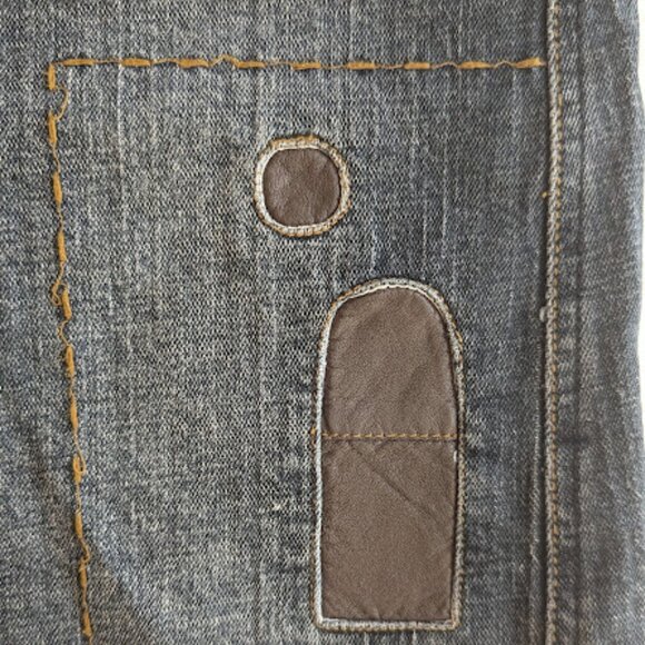Denim skirt w Leather details- Made in Italy Size Small - Picture 12 of 16